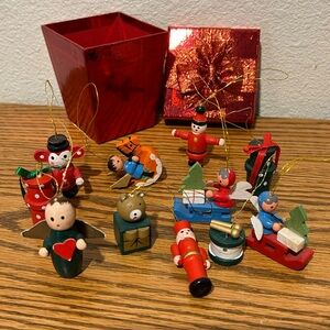 Colorful Wooden Christmas Ornaments Set